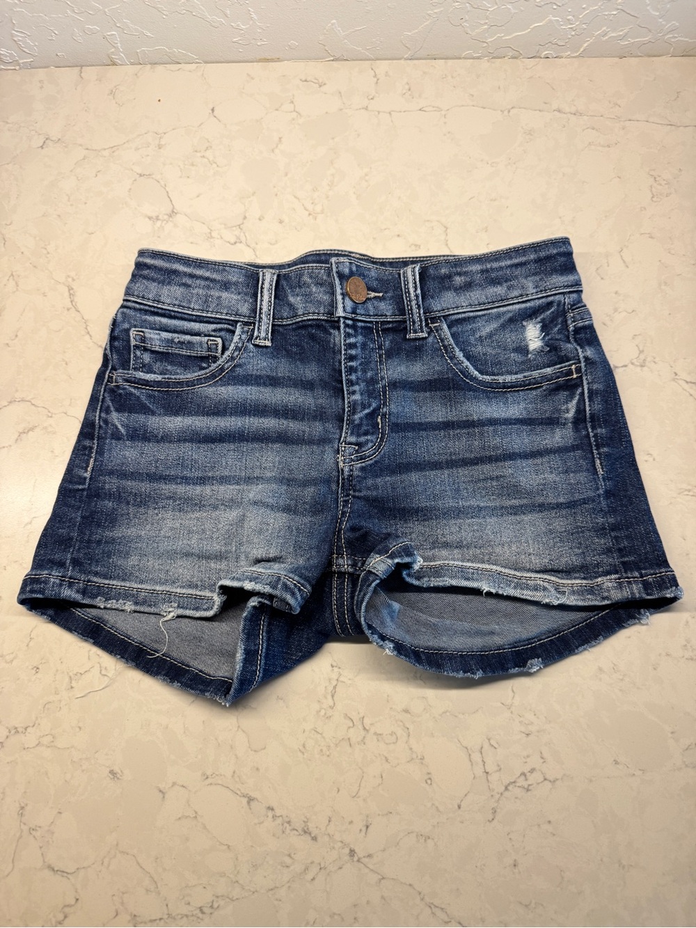 BKE Girls Blue Distressed Denim Shorts
